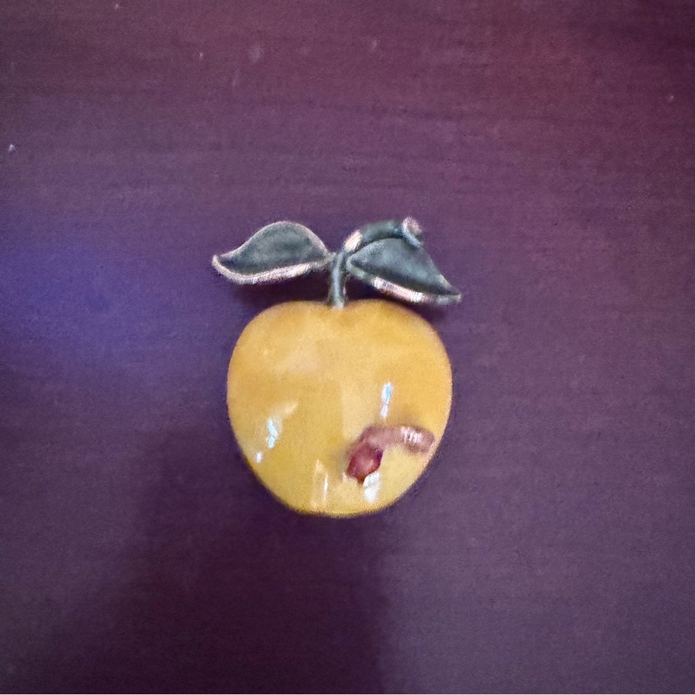 Vibrant Original by Robert Yellow and Green Enamel Apple Brooch